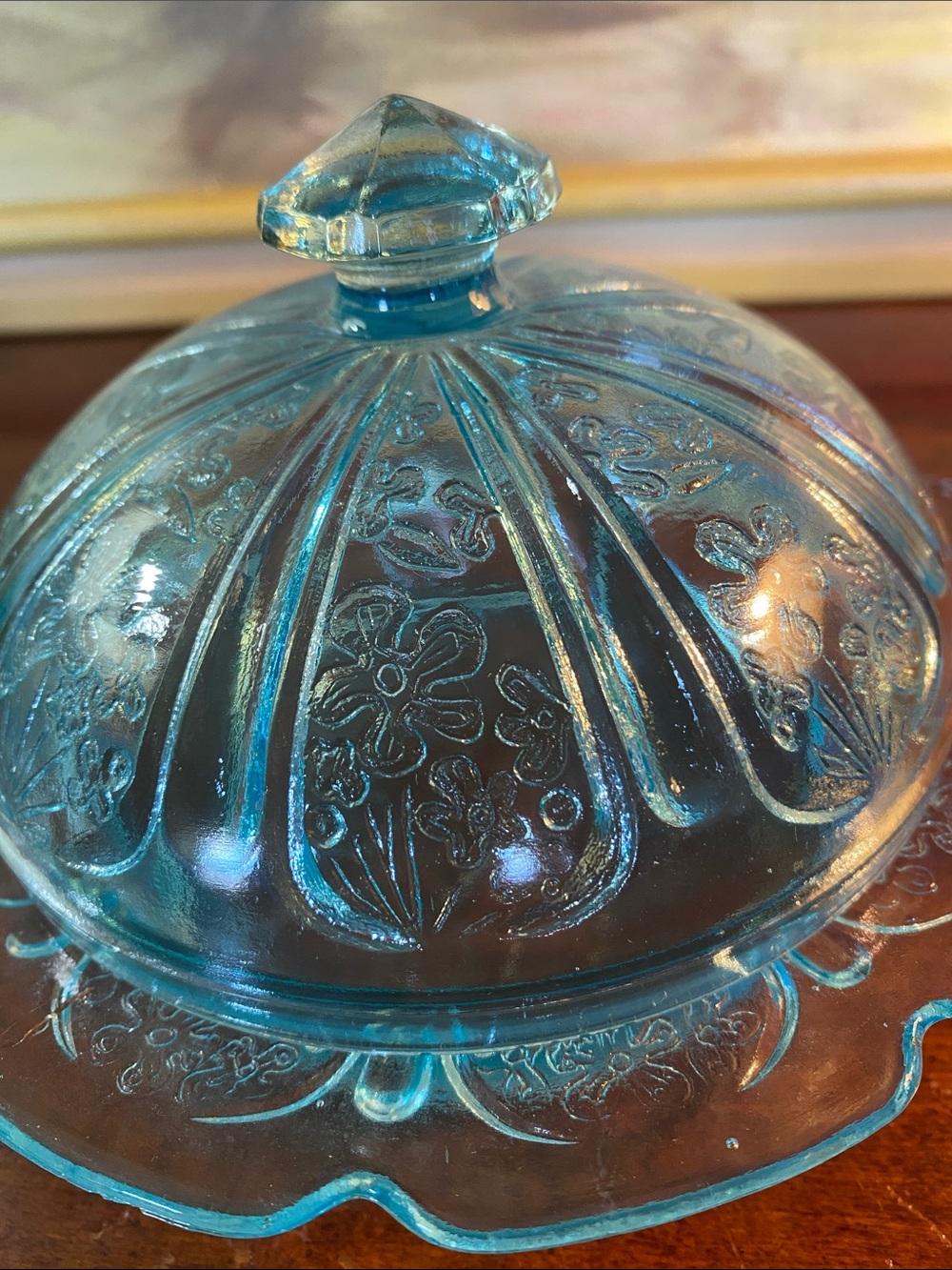 Vintage Federal Glass "Madrid" Pattern Covered Butter Dish - Picture 8 of 9